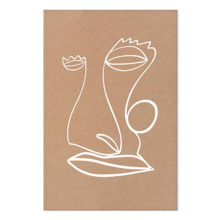 Motion blur on the face - abstract line art on a beige background