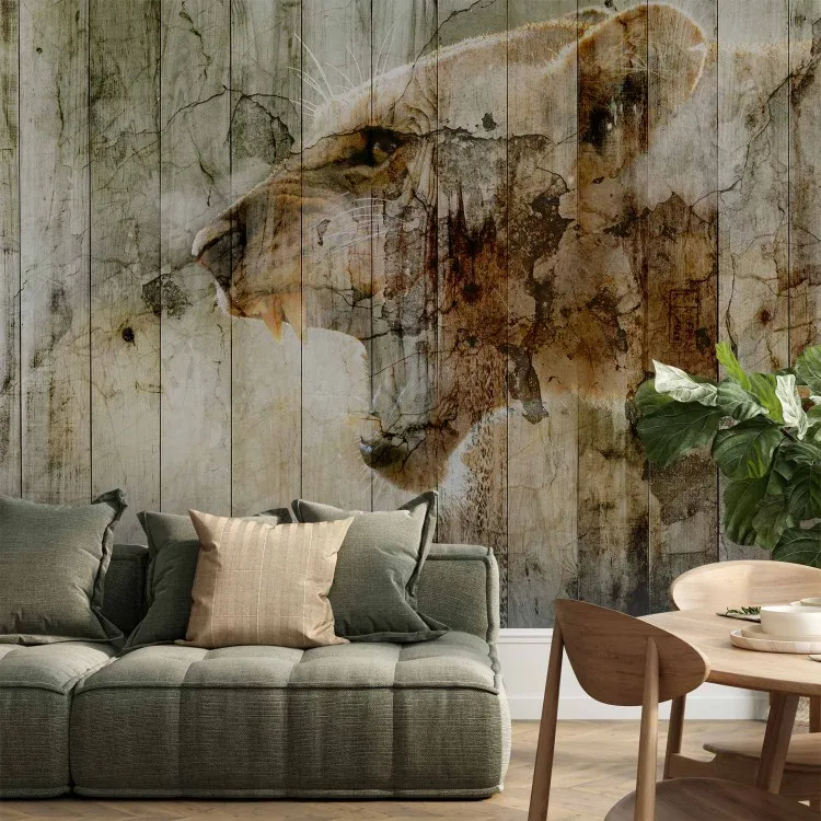 Primary nature - Artistically penetrating background images and wild cat in sepia shades