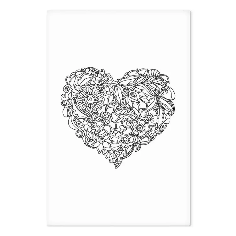 Heart with floral motifs - ethnic elements on white background