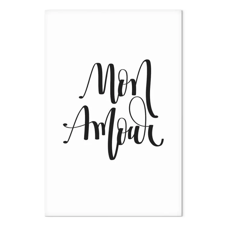 Black sign in French Mon amour - composition on a white background