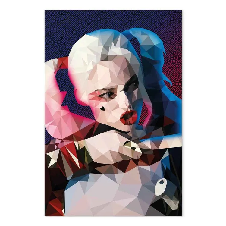 Famous heroine - a geometric, colourful portrait of a young woman