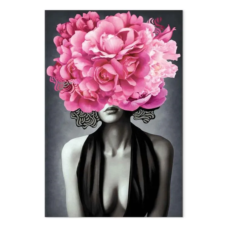Woman Noir (1-part) vertical - portrait of a woman and plant motif