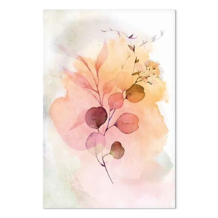 Watercolor Branch (1-part) vertical - flower on a background of spilled paint