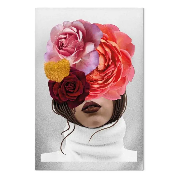 Peonies and roses covering a woman's face - an abstract portrait