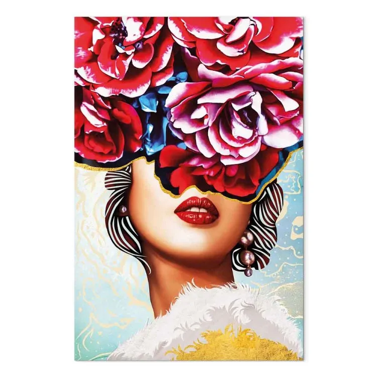 Sweet Lips (1-part) vertical - abstraction of woman and flowers