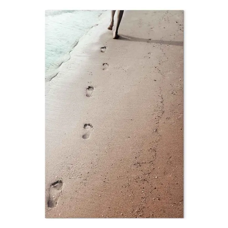 Fleeting Trace (1-part) vertical - summer landscape of footprints on the beach