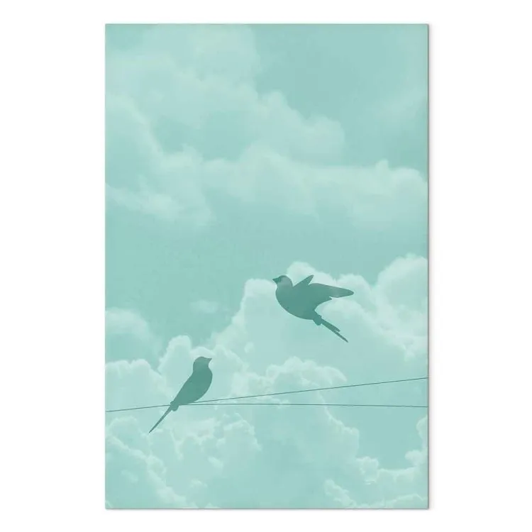 Shadow of Flight (1-part) vertical - pastel bird landscape in the sky