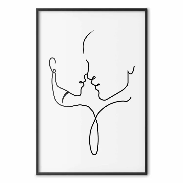 Shared Gaze - black line art of enamored characters on a light background