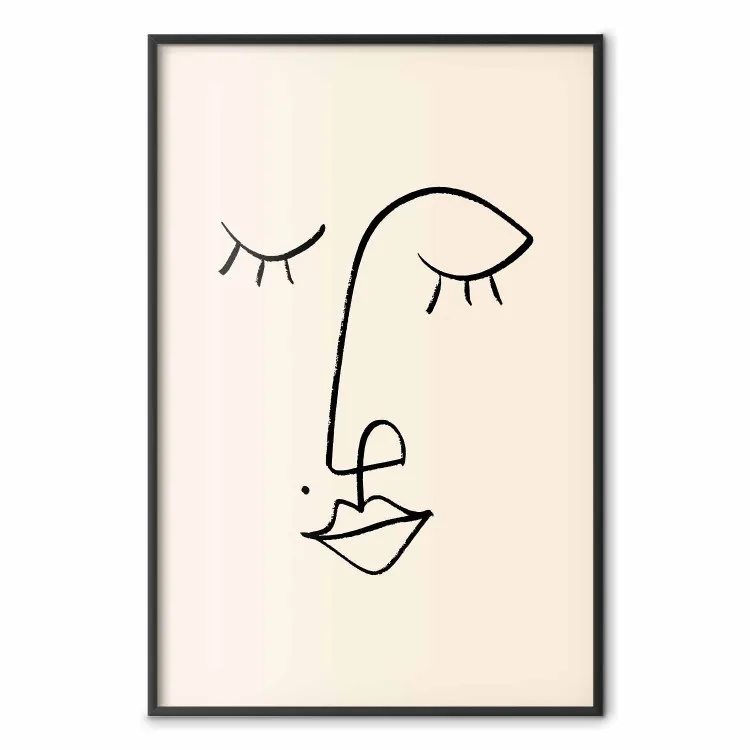 Playful Beauty Mark - line art of a face on a light abstract background