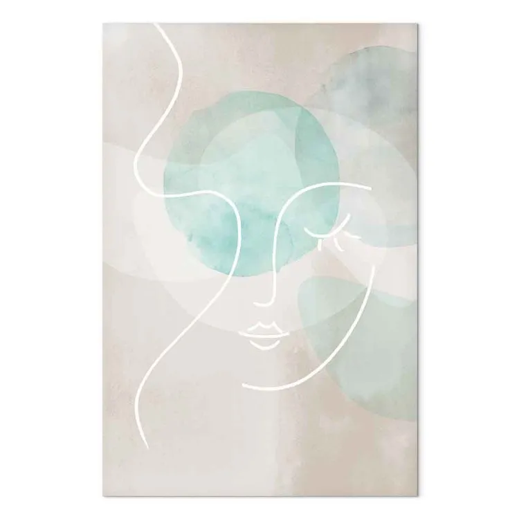 Flirtatious Wink (1-piece) Vertical - pastel woman line art