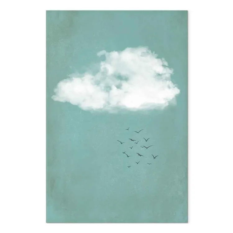 Clouds and birds - a pastel japandi style landscape of the sky