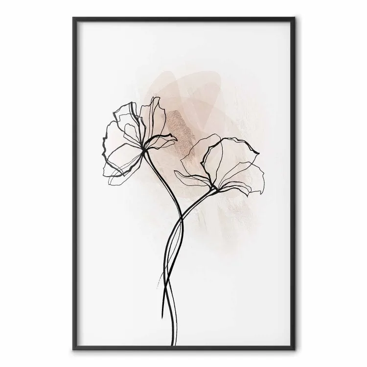 Path to the Sun - plant with a flower on a light background in a line art style