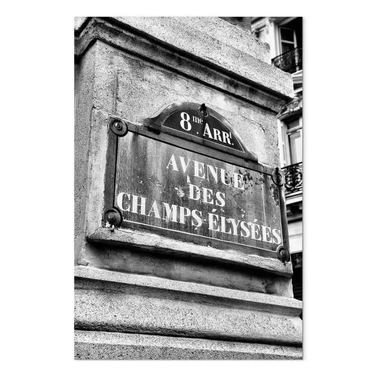 Champs-Elysees Avenue - black and white graphic of famous Paris street