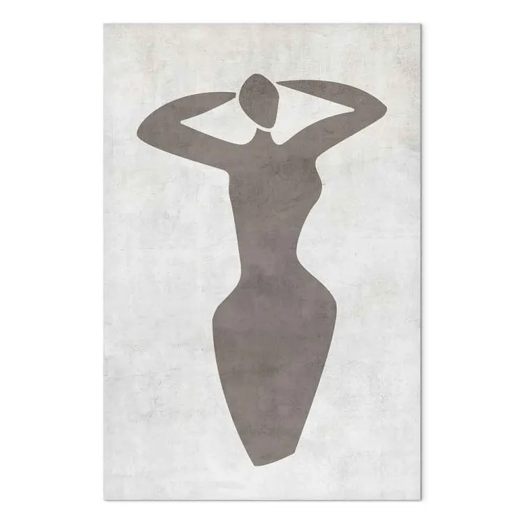 Woman with arms raised - black and white artwork in boho style