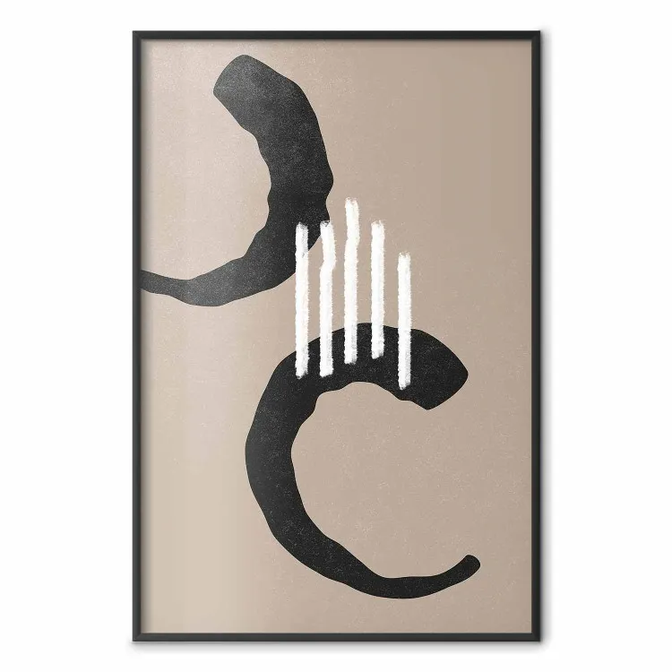 Circles on the Beach - abstract black and white patterns on a beige background