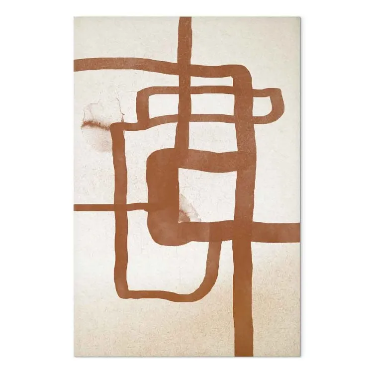 Path - Abstraction in the style of Scandi Boho depicting a die-drawn lines reminiscent of the road on a beige background