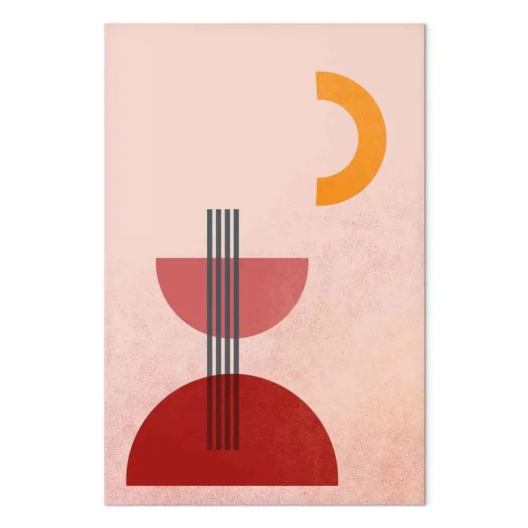 Abstract fountain and moon - graphic motif in red colors