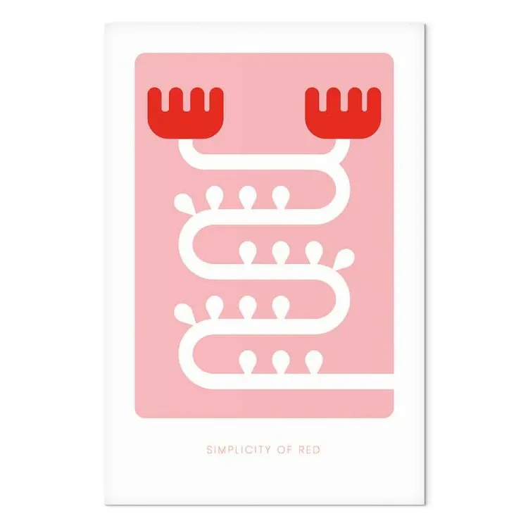 Red swirls with an inscription - abstraction with white, red and pastel elements and an inscription in English