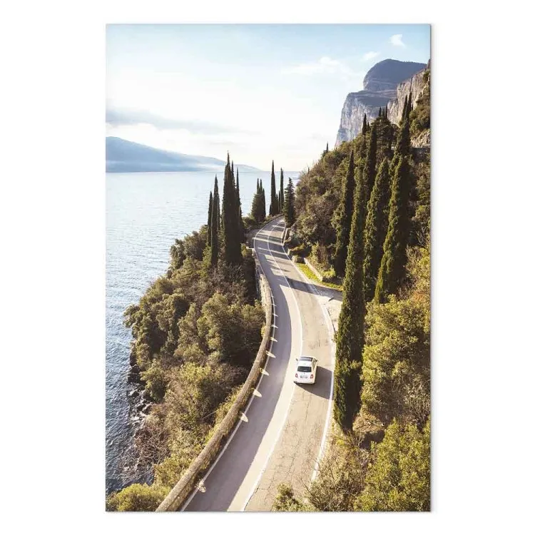 View of Lake Garda - summer landscape with winding, mountain road