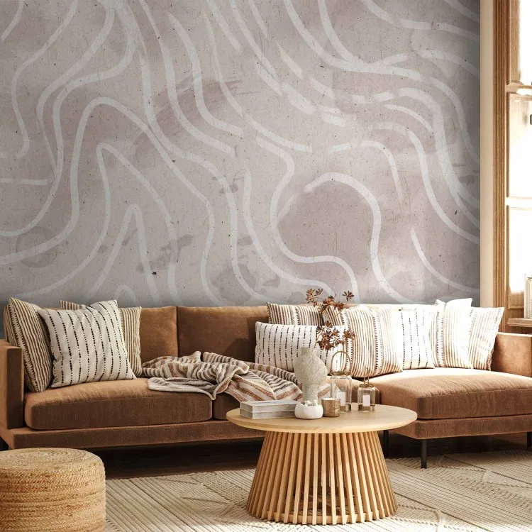 Irregular lines - abstraction with white lines on a pearl background