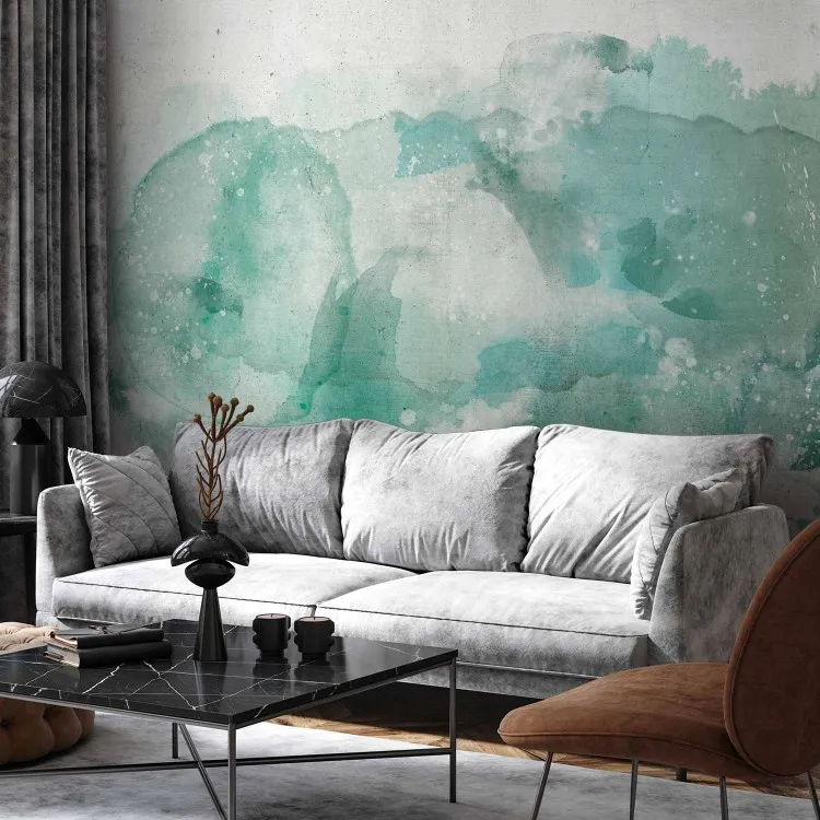 Abstract stains - composition with watercolor, mint blurs