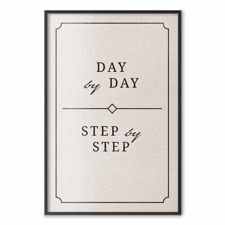 Day by Day - simple composition with English text on a beige background