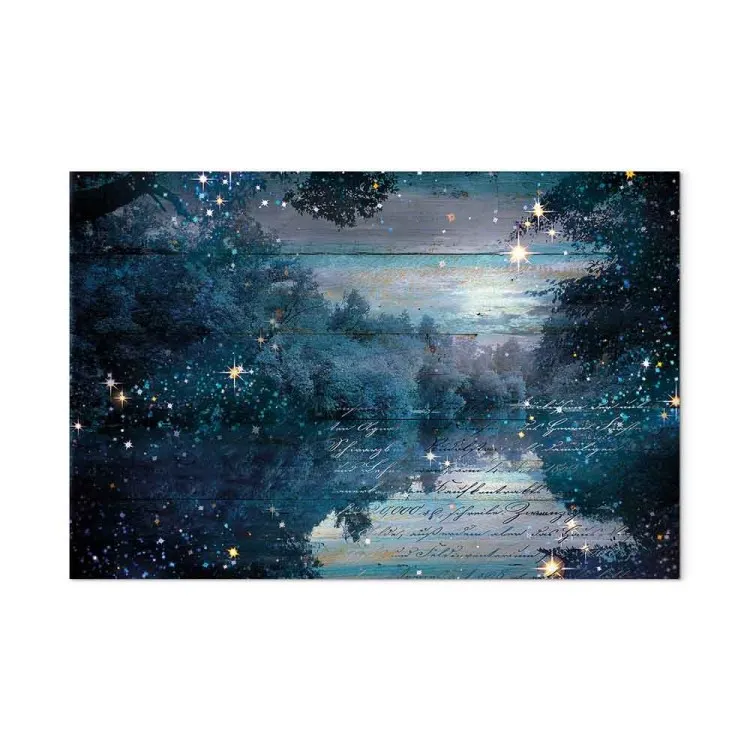 Turquoise Dusk (1-piece) Wide - nighttime lake among trees