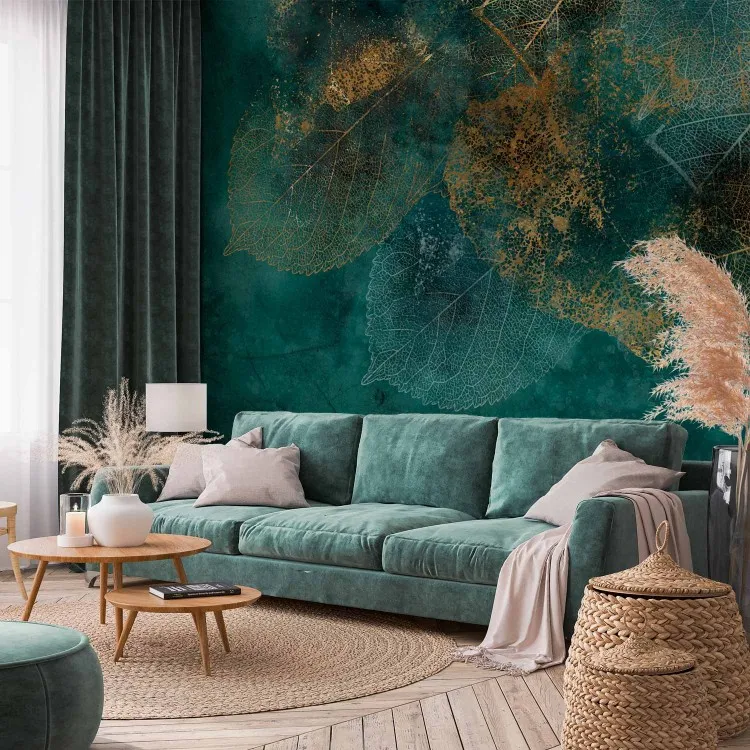 The Structure of the Leaves - Imprinted Shapes on a Blue Background