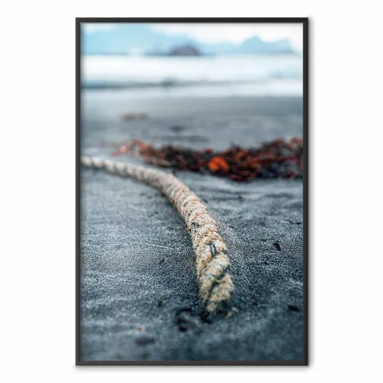 Cruise Memory - majestic landscape of a dark beach with laid ropes