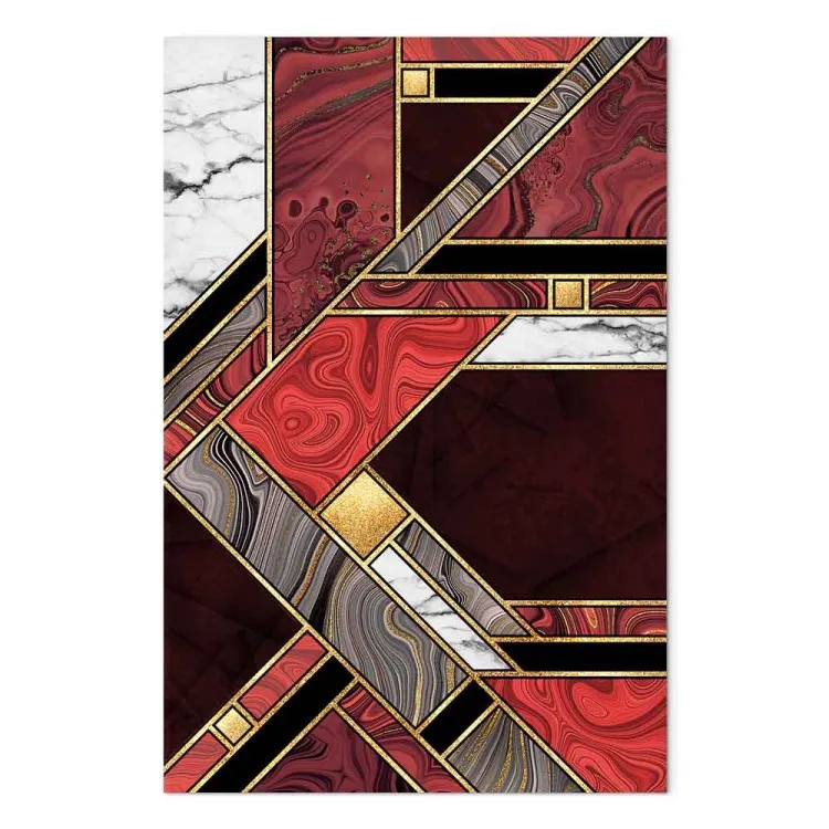 Red-Gold Geometry (1-piece) Vertical - elegant abstraction