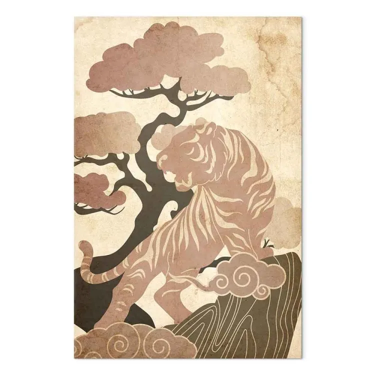 Asian King (1-piece) Vertical - wild cat among trees and clouds