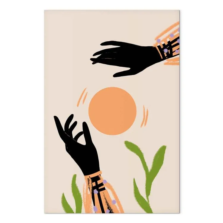 Dance of Hands (1-piece) Vertical - cheerful abstraction on a beige background