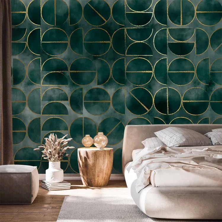 Gold abstraction - geometric composition in art deco style frame