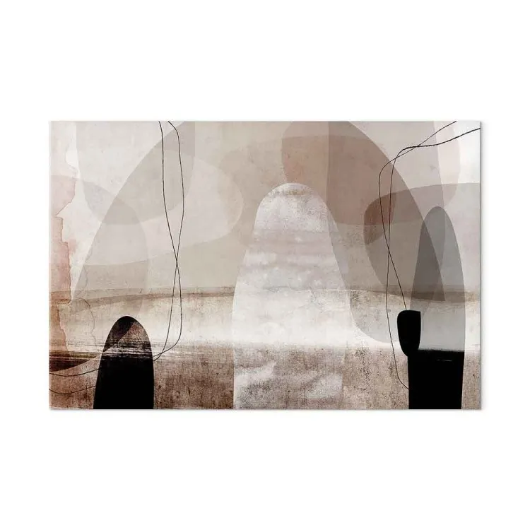 Abstraction (1-piece) - beige irregular shapes with a touch of black