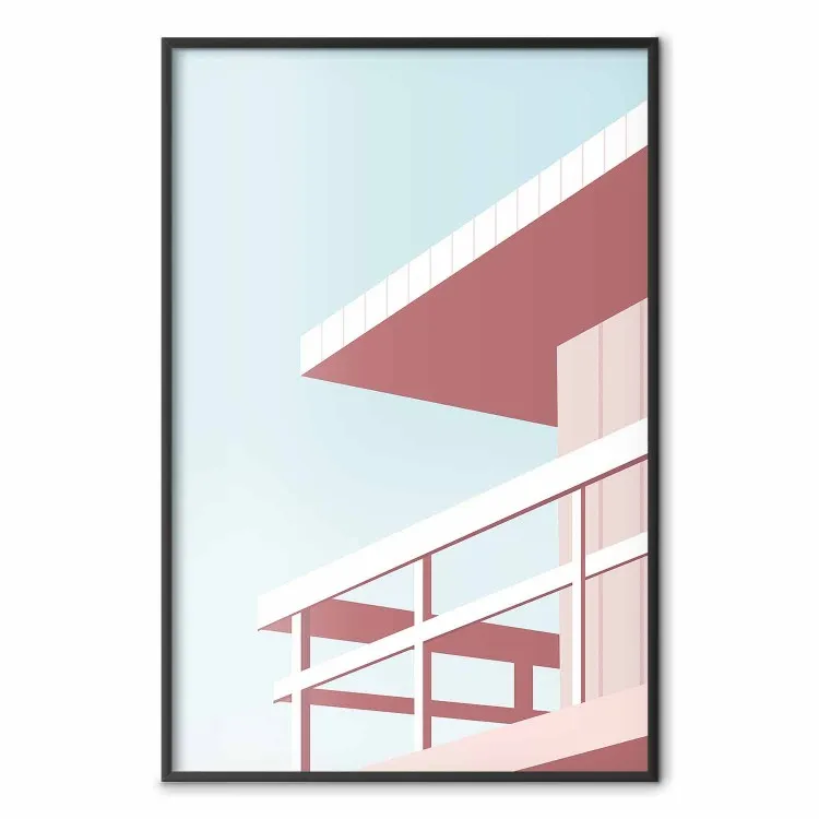 Beach Vacation - Minimalist Pink Lifeguard Tower Against the Sky