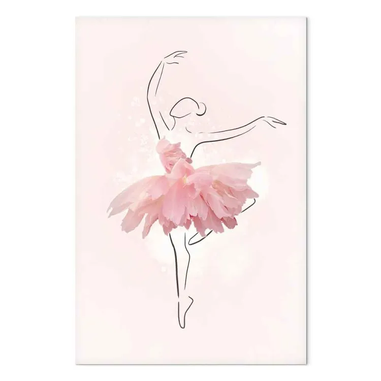 Ballerina (1-piece) - woman's line art in a pink floral dress