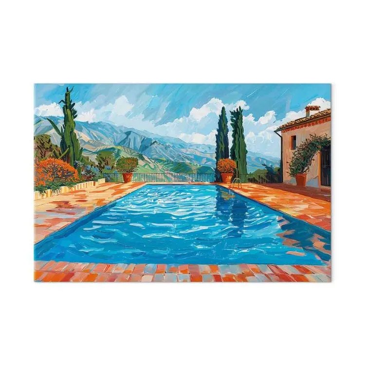Mediterranean Vacation - Pool Overlooking Mountains and Cypresses
