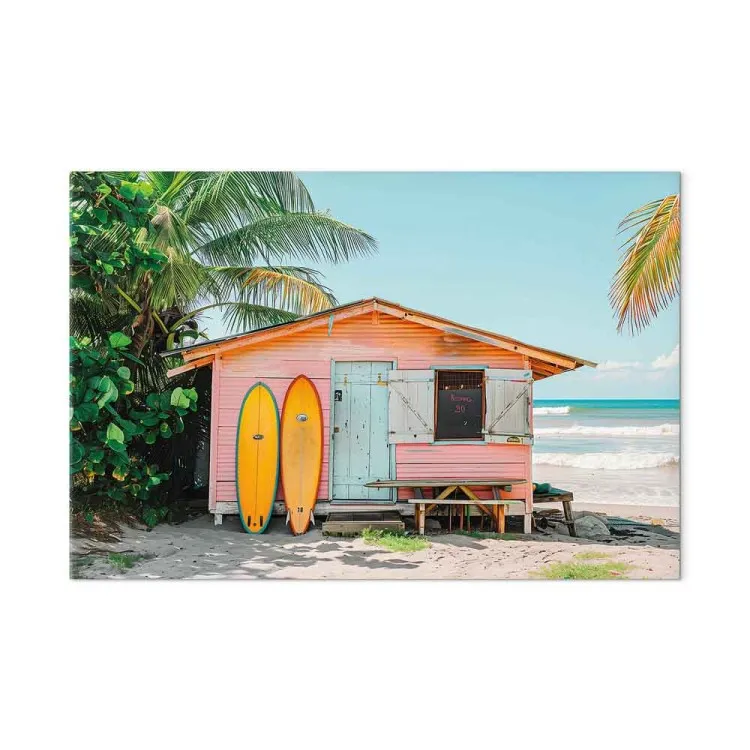 Surf Shack - Colorful Hut with Boards on Tropical Beach