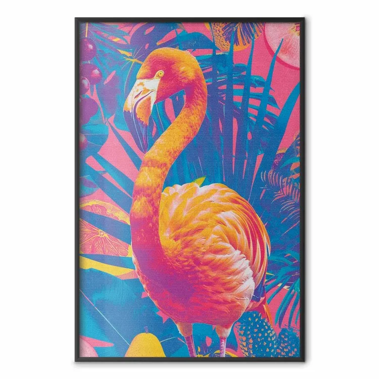 Exotic Bird - Colorful Flamingo in a Tropical Setting Full of Vegetation